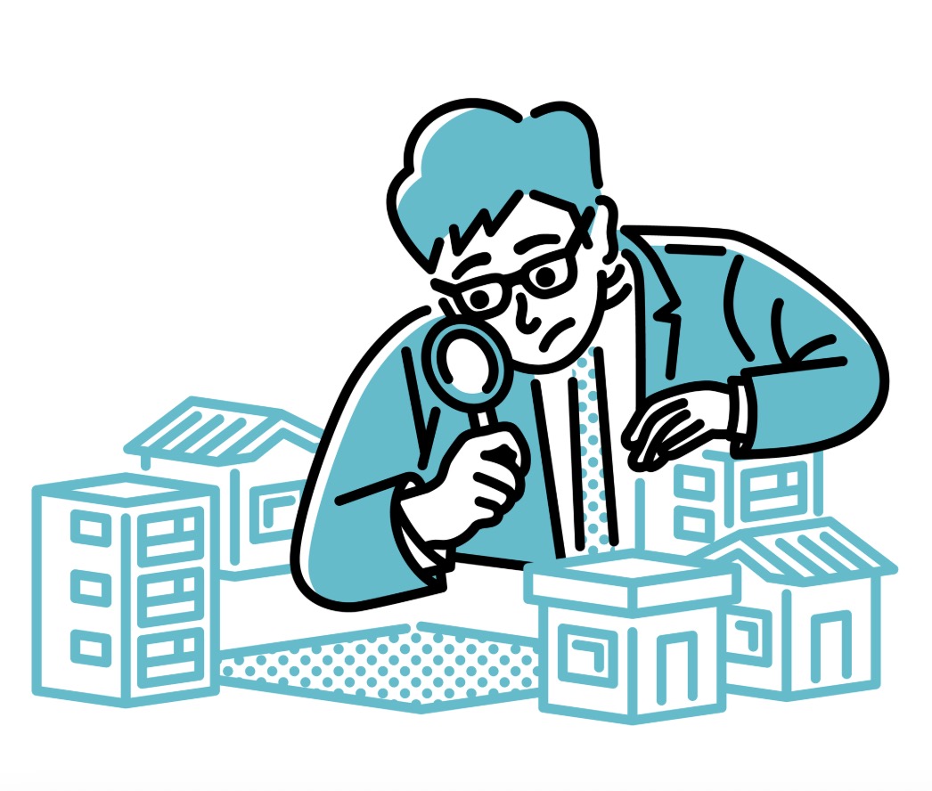 事例を調査する男性