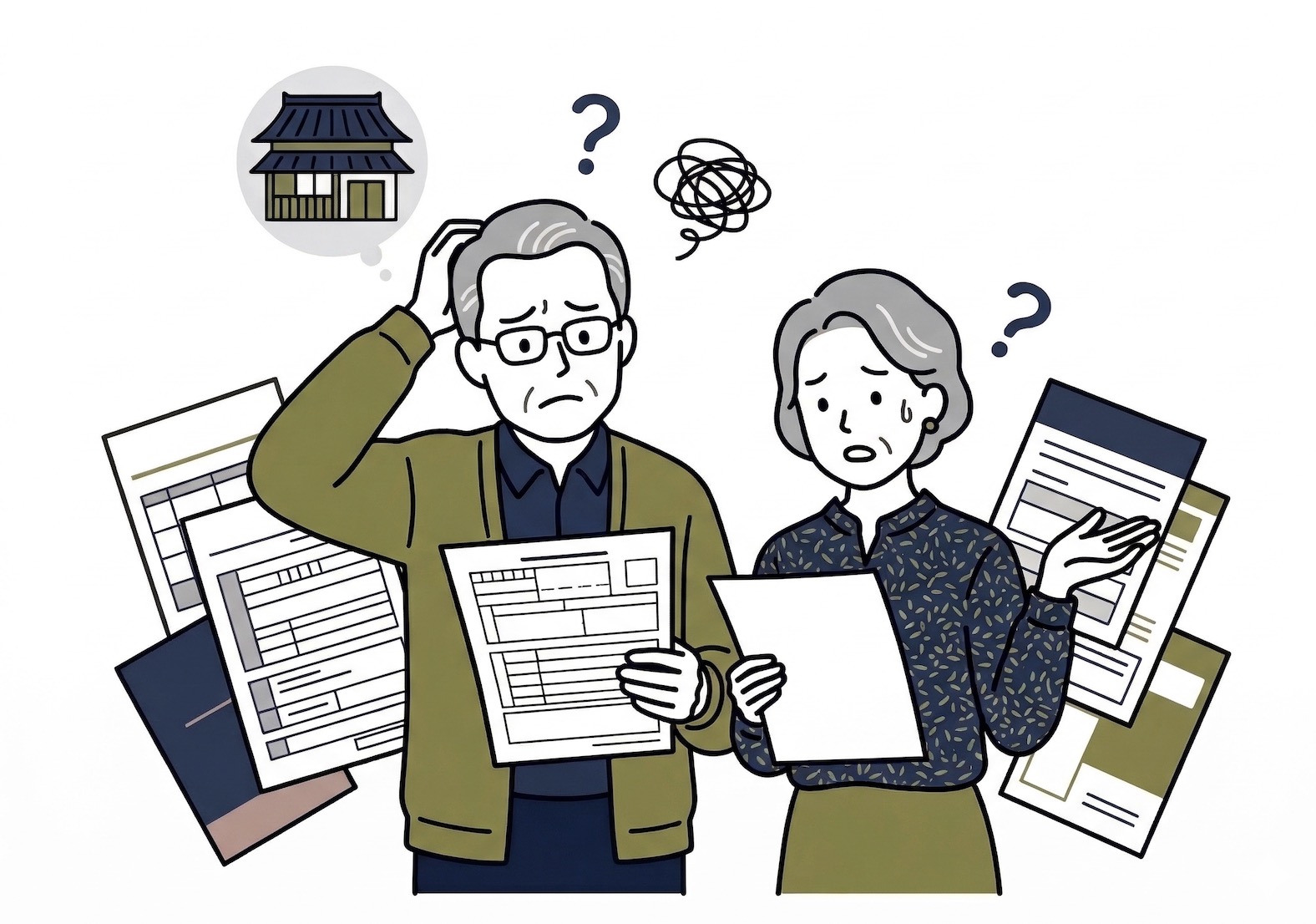 手続きに悩む夫婦